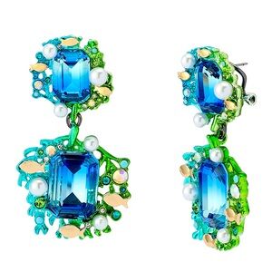 Betsey Johnson Mermaid Jewels Seaweed Stone Earrings New